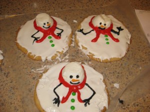 Melting snowman cookies